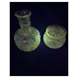 Lot of 2 eapg glass pieces that GLOW