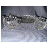 Set of 3 fostoria American glass pieces GLOWS