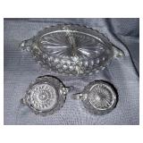 Set of 3 fostoria American glass pieces GLOWS