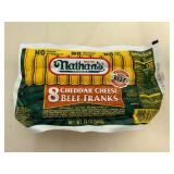 UP. 3x 8ct Nathans Cheddar Cheese Beef Franks