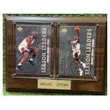 Michael Jordan Chicago Bulls Basketball Plaque with Two Trading Cards Vintage