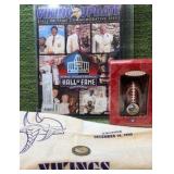 Minnesota Vikings Lot of 4 Items!  HOF Commemorative Issue, ORNAMENT, 1988 Hanky, & Bud Grant Coin!