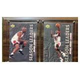Michael Jordan Chicago Bulls Basketball Plaque with Two Trading Cards Vintage