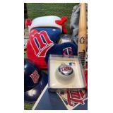 Minnesota Twins Ultimate Fan Lot 9 Items ( NEW HATS,Trivia, Pennant, THICK XMAS Stocking, Mini Bat, Ball, & More!)