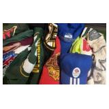 Mixed Bag of Sports Teams/Wear (Half the shirts or Kids Size, Half are Adult) 12 Shirts & 2 Hats