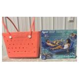 Beachcomber Beach Bag & Aqua Luxury Pool Lounger, 2-Pack - MSRP $108