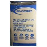 Suncast 120 Gallon Split Lid Extra Large Deck Box - MSRP $160