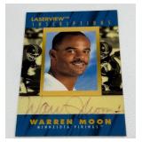 Warren Moon On-Card Auto 1996 Pinnacle Laserview Inscriptions Numbered 2378/2800 Minnesota Vikings Football Card