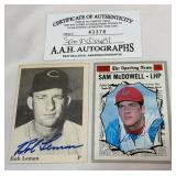 Sam McDowell and Bob Lemo Vintage Baseball On-Card Autographs