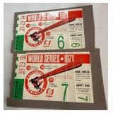 1971 World Series Game 6 and 7 Ticket Stubs - Baltimore Orioles (glued to scrapbook page) - Vintage Baseball
