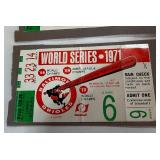 1971 World Series Game 6 and 7 Ticket Stubs - Baltimore Orioles (glued to scrapbook page) - Vintage Baseball