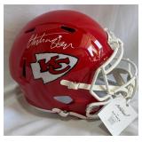 Christian Okoye Autographed Kansas City Chiefs Relica Football Helmet with Beckett COA