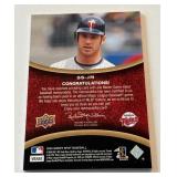 Joe Mauer Relic 2008 UD Sweet Spot Baseball #SS-JM Minnesota Twins Baseball Card