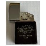 Vintage Flying Tiger Club Wind Master Flip-Top Pocket Petrol Lighter