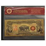 24K Gold Foil $10 Buffalo Note