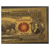24K Gold Foil $10 Buffalo Note
