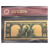 24K Gold Foil $10 Buffalo Note