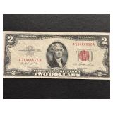 1953 Red Seal $2 Dollar Note Uncirculated Quadruple Number