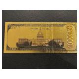 24K Gold Foil $1,000,000 Dollar Notes Trump