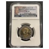 2008 South Africa 5 Rand Mandela 90th Birthday NGC MS66