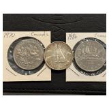 Canada Dollars and Silver Half Dollar