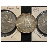 Canada Dollars and Silver Half Dollar