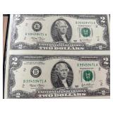 2003 Uncut Sheet $2 Dollar Notes