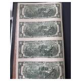 2003 Uncut Sheet $2 Dollar Notes