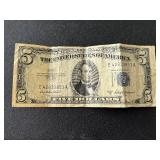 1953 A Blue Seal $5 Dollar Silver Certificate