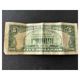 1953 A Blue Seal $5 Dollar Silver Certificate