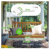 ^VEIKOUS 4 ft. Wood Patio Porch Swing Outdoor With Chains and Curved Bench, Brown