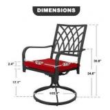 NUU GARDEN E-coating Metal Outdoor Swivel Chair with Red Cushion - Set of 2