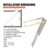 ^SKYSHALO Foldable Attic Ladder 350 Ibs. Capacity Aluminium Extension 22.5   63 in. Fits 9.5-12 ft. Ceilings Portable Access Msrp $338.99