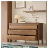 ^FUFU&GAGA Brown Wood Grain 6-Drawers 47.2 in. Wide Thick Board Chest of Drawers, Dresser, Storage Cabinet with 5-Legs Msrp $225.04