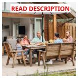 Sun-Ray 9 ft. Steel Market Solar Lighted 8-Rib Round Patio Umbrella in Beige and White Stripe