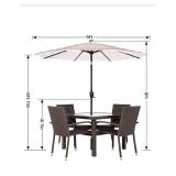 Sun-Ray 9 ft. Steel Market Solar Lighted 8-Rib Round Patio Umbrella in Beige and White Stripe