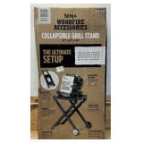 Ninja WoodFire Accessories Collapsible Grill Stand 32  x 23  x 30  Msrp $149.99 with attachable side table attachment