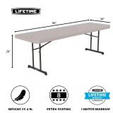 ^96 in. Putty Plastic Folding Utility Table Msrp $278.00