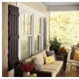 ^PLY GEM 15 in. x 59 in. Polypropylene 4-Board Closed Board and Batten Shutters Pair in Peppercorn with 15 in. x 63 in. Polypropylene 4-Board Closed Board and Batten Shutters Pair in Peppercorn