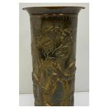 19" Embossed Ornate Brass Umbrella Stand