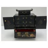 Two Vintage Oriental Lacquered Wood Items Including Photo Album And Jewelry Box
