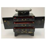 Two Vintage Oriental Lacquered Wood Items Including Photo Album And Jewelry Box