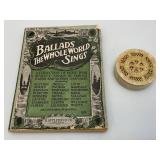 Misc. Vintage Collectibles Including Ballards The Whole World Sings And Soapstone Trinket Box 3 1/2" x 1"