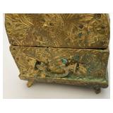 Miniature Vintage Embossed Brass Chest 5" x 5" x 7 3/4"