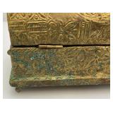 Miniature Vintage Embossed Brass Chest 5" x 5" x 7 3/4"