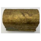 Miniature Vintage Embossed Brass Chest 5" x 5" x 7 3/4"