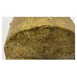 Miniature Vintage Embossed Brass Chest 5" x 5" x 7 3/4"