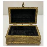 Miniature Vintage Embossed Brass Chest 5" x 5" x 7 3/4"