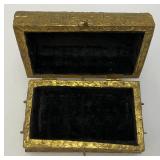 Miniature Vintage Embossed Brass Chest 5" x 5" x 7 3/4"