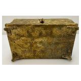 Miniature Vintage Embossed Brass Chest 5" x 5" x 7 3/4"